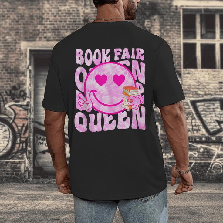 Library Book Fair Queen Vibe Groovy Tie Dye School Reading Men's Back Print T-Shirt