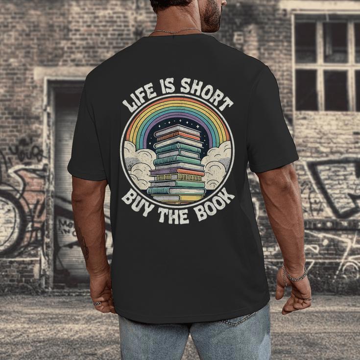 Life Is Short Buy The Book Reading Book Men's Back Print T-Shirt