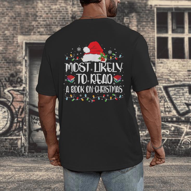 Most Likely To Read A Book On Christmas Family Matching Men's Back Print T-Shirt