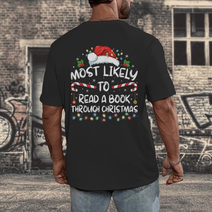 Most Likely To Read A Book Through Christmas Xmas Men's Back Print T-Shirt