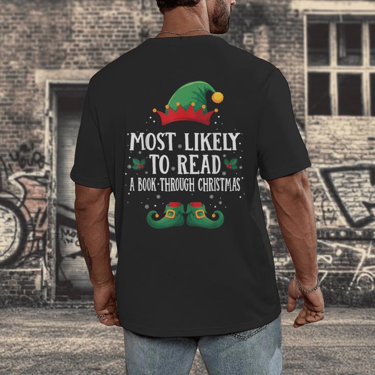 Most Likely To Read A Book Matching Christmas Elf Men's Back Print T-Shirt