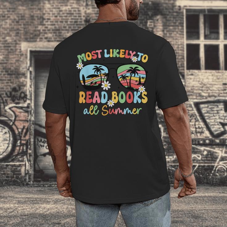 Most Likely To Read Books All Summer Book Lovers Men's Back Print T-Shirt