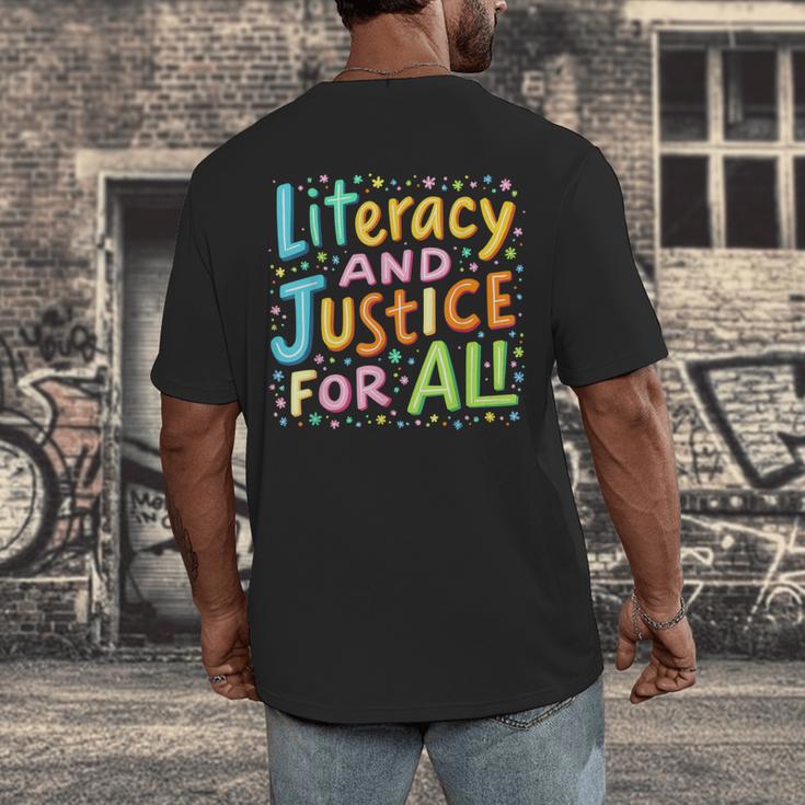 Literacy And Justice For All Protect Banned Books Library Men's Back Print T-Shirt