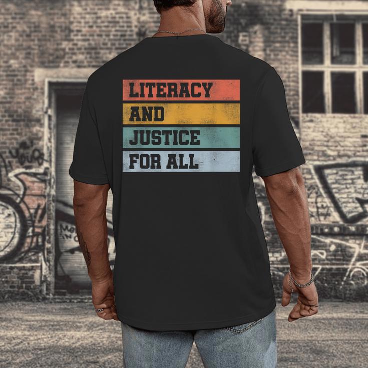 Literacy And Justice For All Stop Book Banning Banned Books Men's Back Print T-Shirt