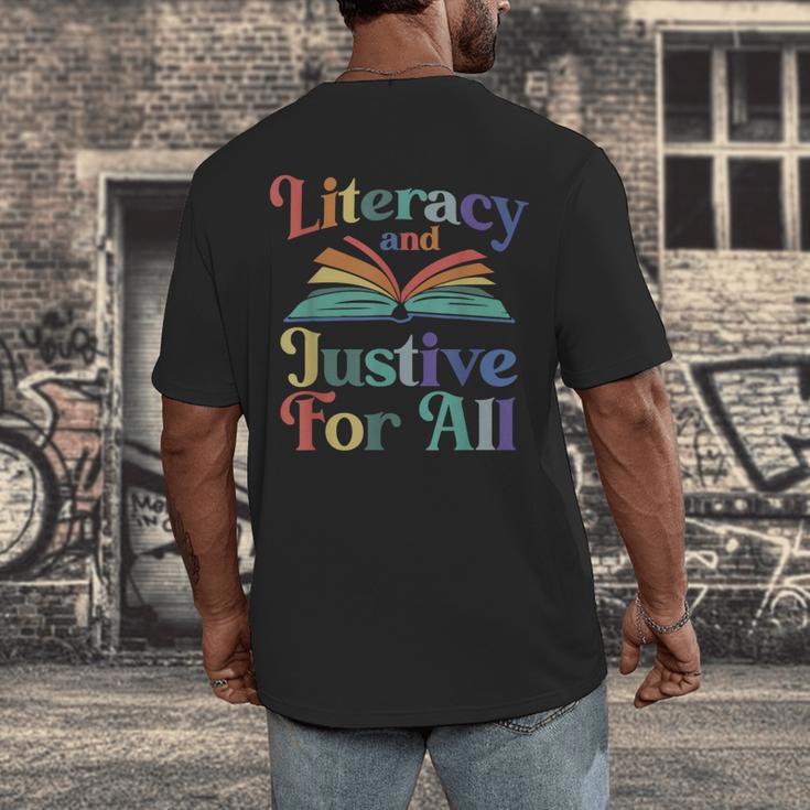 Literacy Justice For All Stop Book Banning Protect Librarian Men's Back Print T-Shirt
