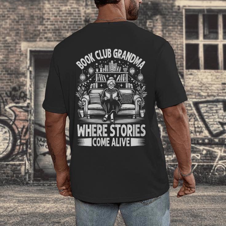 Literary Grandma Reading Club Book Lover Story Enthusiast Men's Back Print T-Shirt