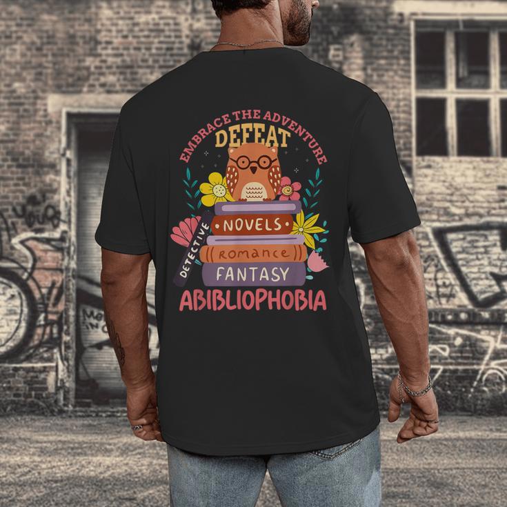 Literature Abibliophobia Book Reader Men's Back Print T-Shirt