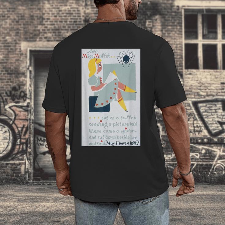 Little Miss Muffet Reading a Picture Book Men's Back Print T-Shirt