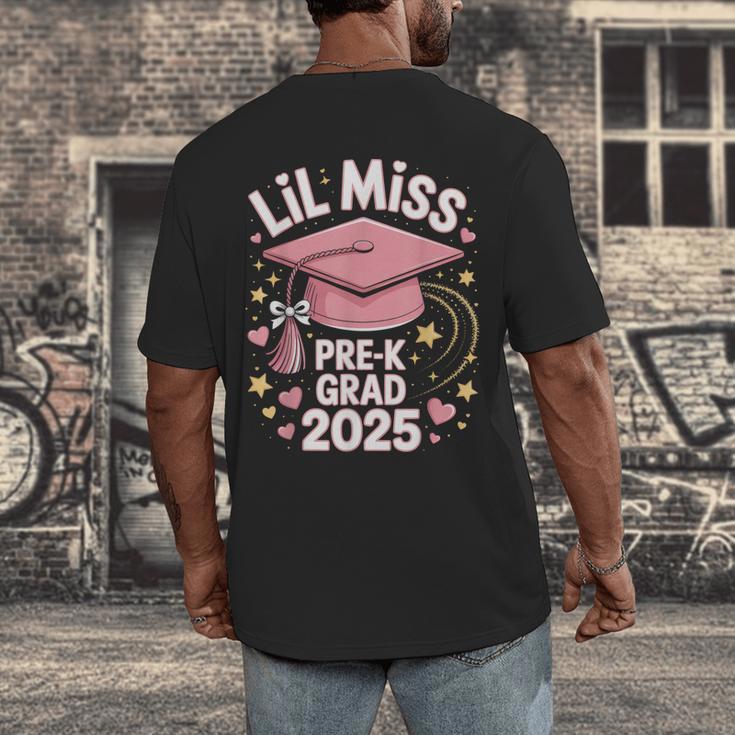 Little Miss Pre-K Grad 2025 Preschool Graduation Girls Kids Men's Back Print T-Shirt