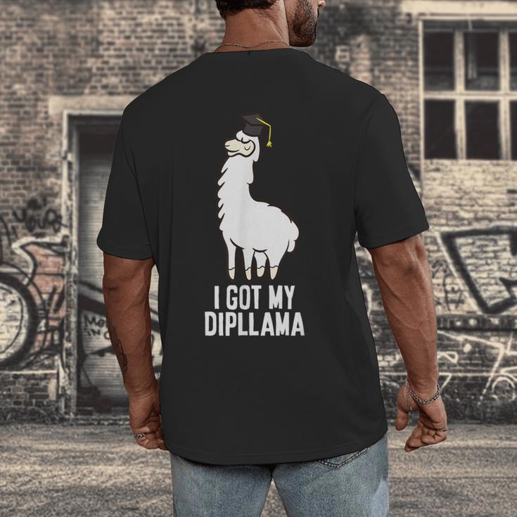 LLama Graduation I Got My Dipllama Cute Llama Men's Back Print T-Shirt