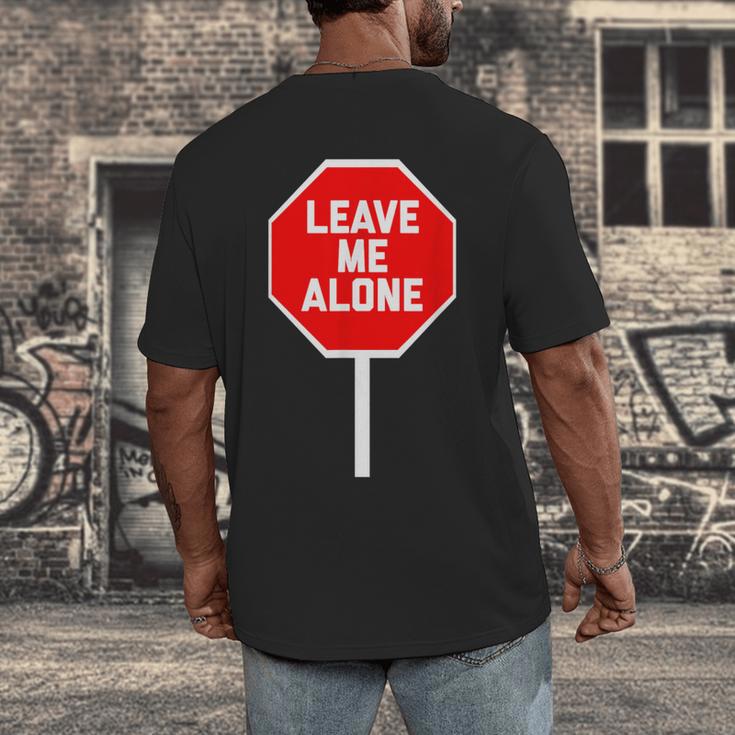 Loner Antisocial Introvert Stop Sign Says Leave Me Alone Men's Back Print T-Shirt
