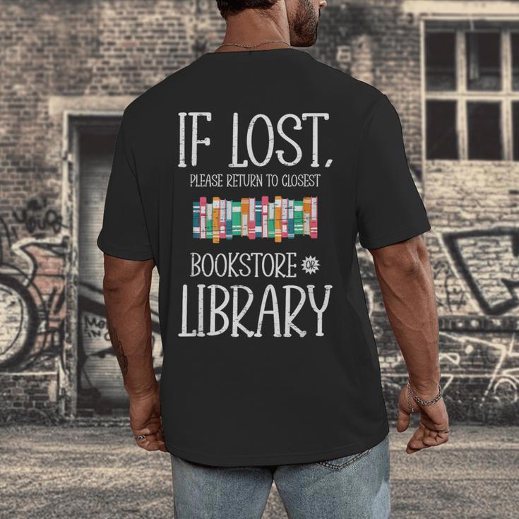 If Lost Please Return To Closest Bookstore Or Library Men's Back Print T-Shirt