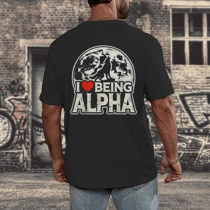 I Love Being Alpha Moonlit Wolf Meme Alpha Introvert Men's Back Print T-Shirt I Love Being Alpha Moonlit Wolf Meme Alpha Introvert Men's Back Print T-Shirt