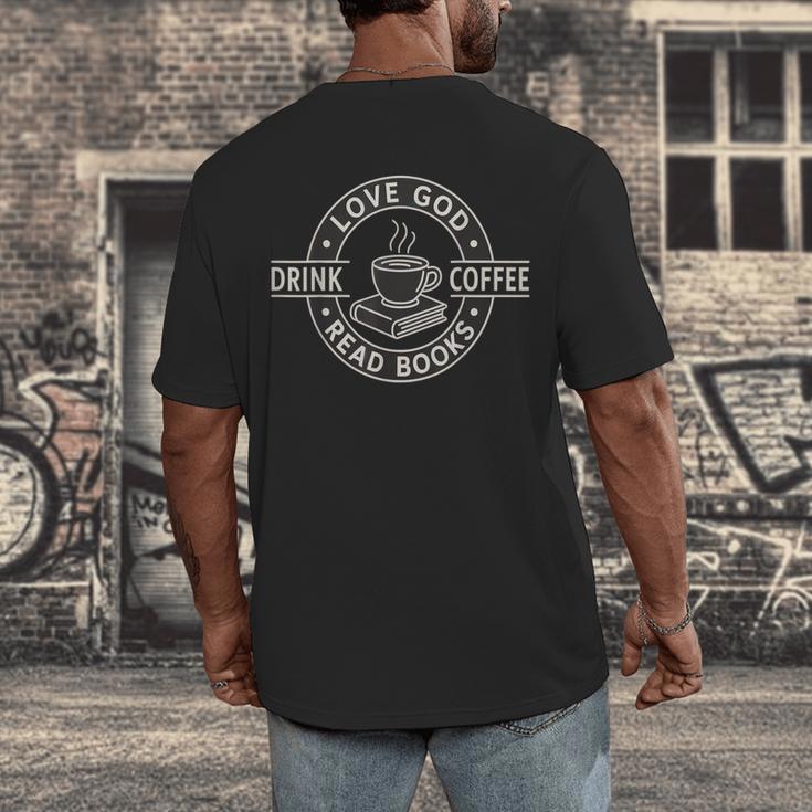 Love God Drink Coffee Read Books Lover Christian Vintage Men's Back Print T-Shirt