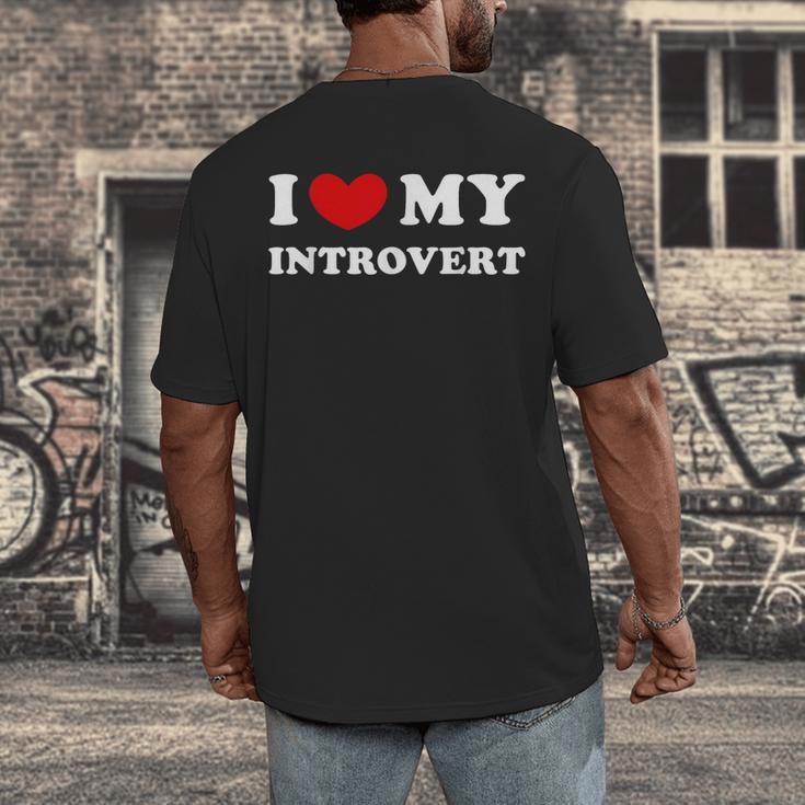 I Love My Introvert I Heart My Introvert Men's Back Print T-Shirt