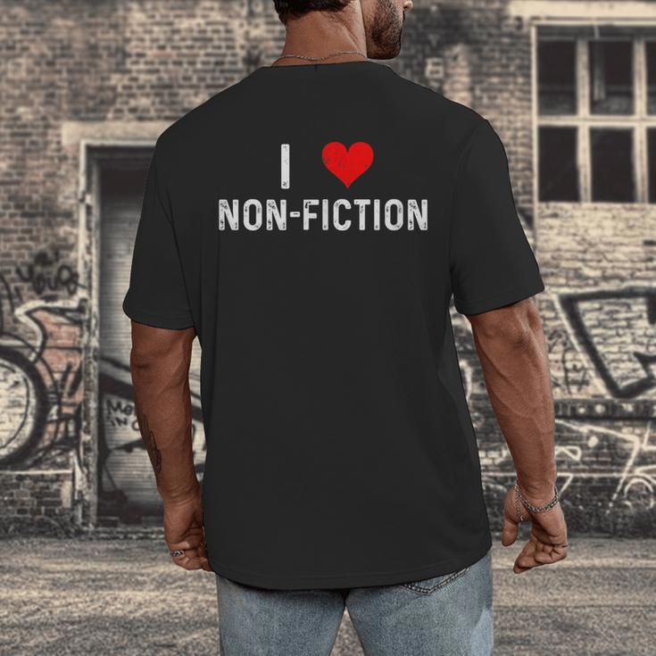 I Love Non Fiction Heart Books Reading Writing Writer Read Men's Back Print T-Shirt