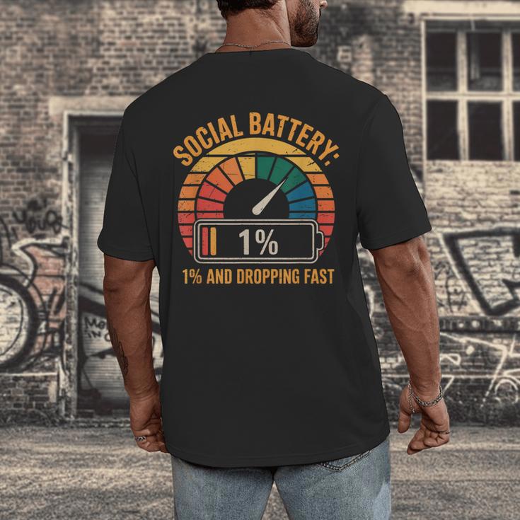 Low Social Battery Introvert Energy Men's Back Print T-Shirt Low Social Battery Introvert Energy Men's Back Print T-Shirt