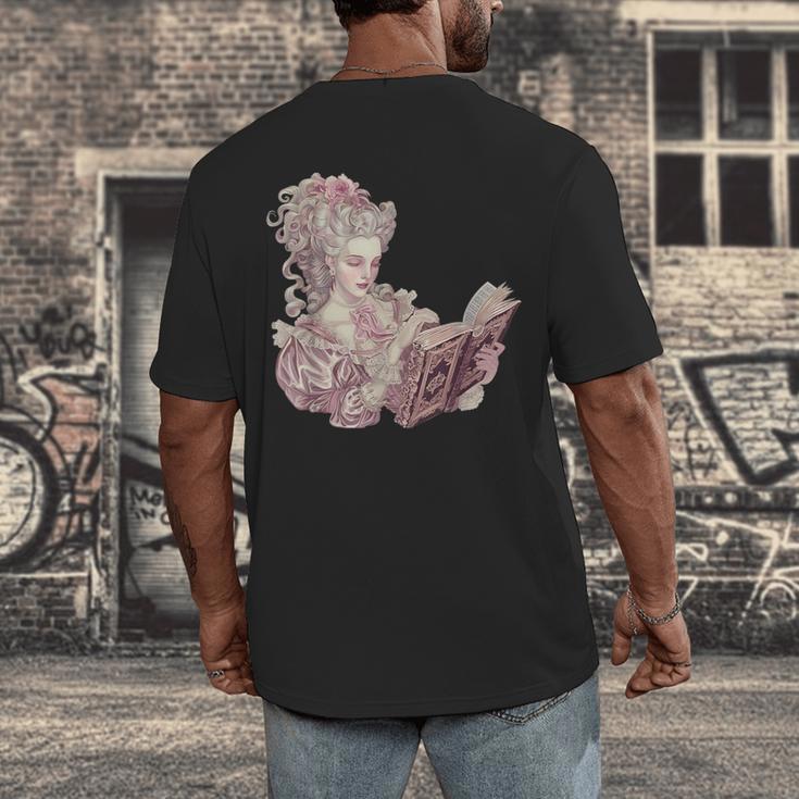 Marie Antoinette Reading A Book Men's Back Print T-Shirt Marie Antoinette Reading A Book Men's Back Print T-Shirt
