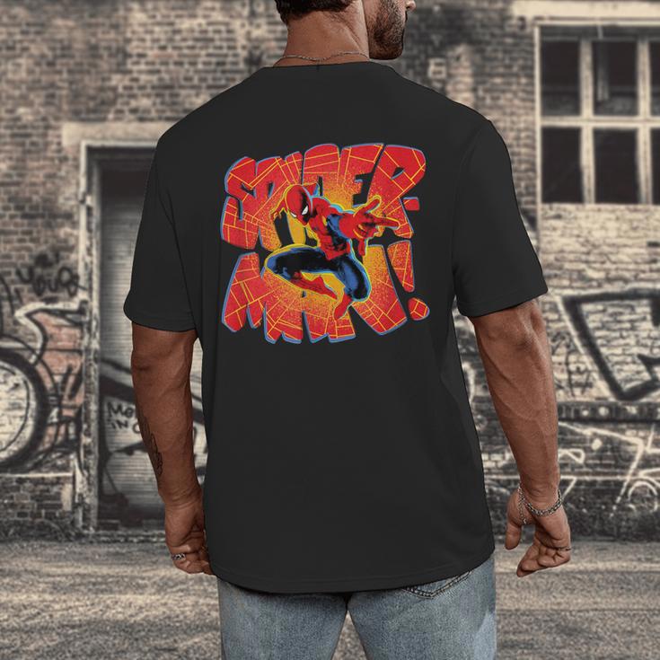 Marvel Spider-Man Peter Parker Comic Book Letter Logo Men's Back Print T-Shirt