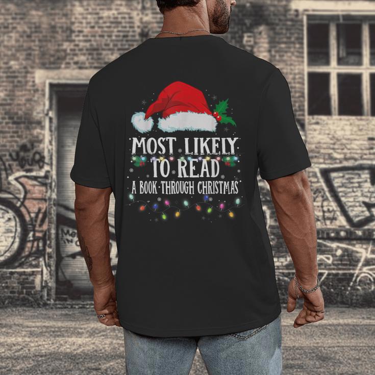 Matching Christmas PJS Most Likely To Read A Book Men's Back Print T-Shirt
