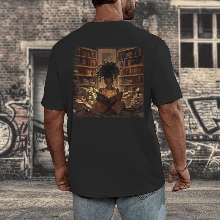 Melanin Afro Women Educated Reading Book History Men's Back Print T-Shirt