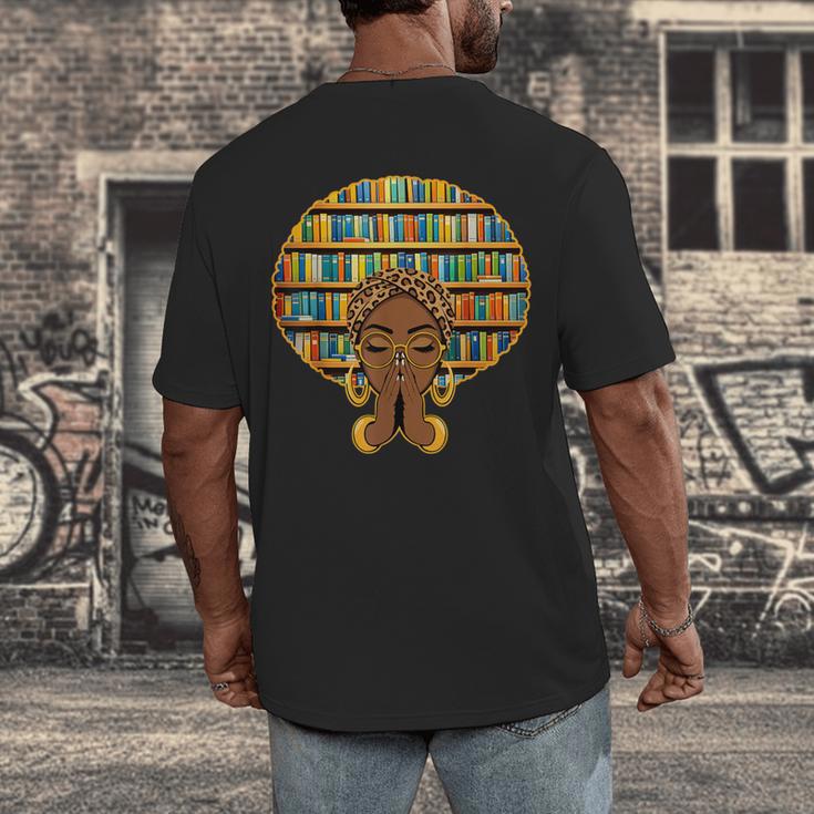 Melanin Afro Women Girl Book Librarian History African Men's Back Print T-Shirt Melanin Afro Women Girl Book Librarian History African Men's Back Print T-Shirt