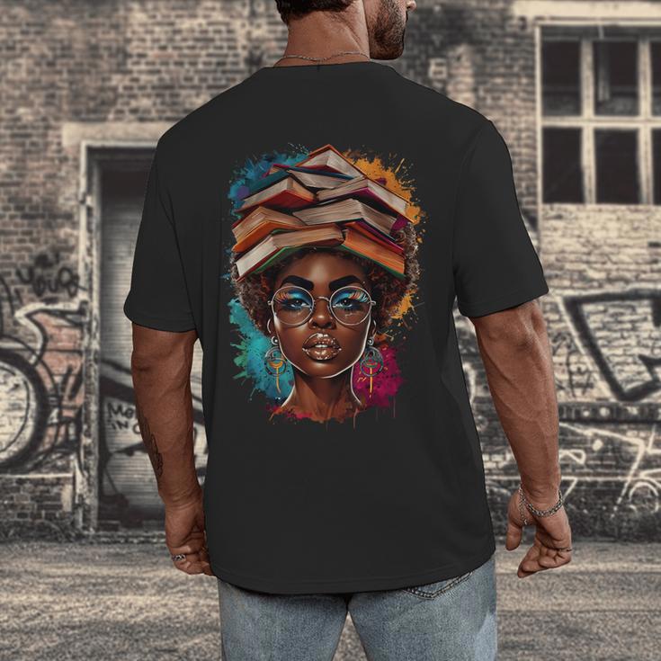 Melanin Girl Afro Book Lover Librarian Teacher Student Men's Back Print T-Shirt Melanin Girl Afro Book Lover Librarian Teacher Student Men's Back Print T-Shirt