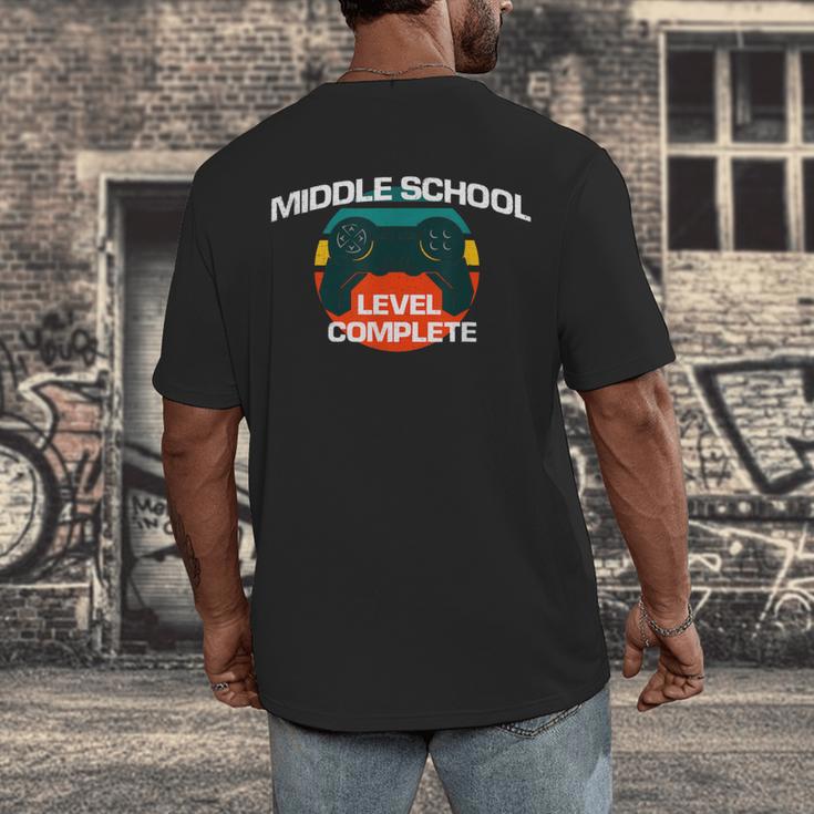 Middle School Graduation Gaming Vintage Level Complete Men's Back Print T-Shirt