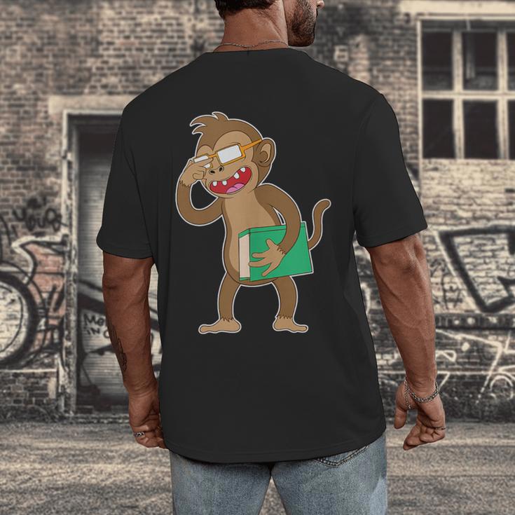 Monkey With a Book Men's Back Print T-Shirt