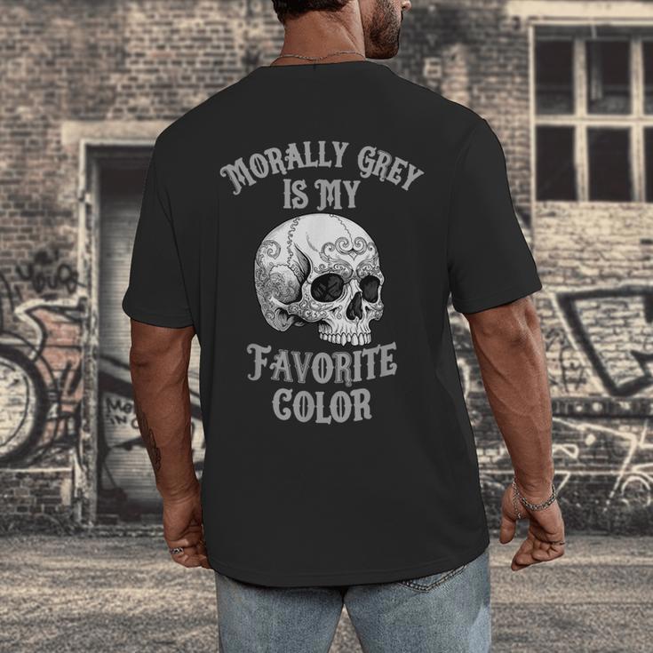 Morally Grey Is My Favorite Color Bookish Skull Men's Back Print T-Shirt Morally Grey Is My Favorite Color Bookish Skull Men's Back Print T-Shirt