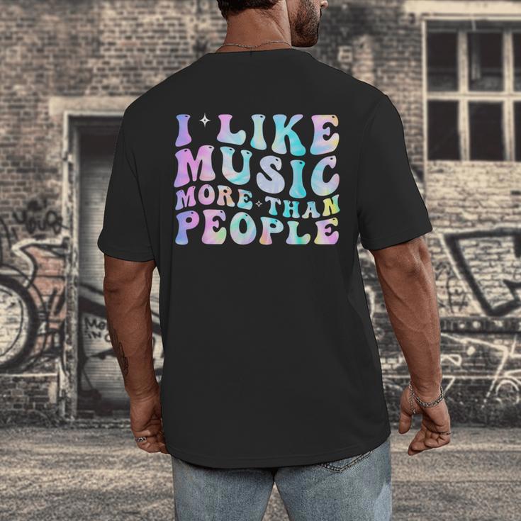 I Like Music More Than People Introvert Musician Retro Men's Back Print T-Shirt I Like Music More Than People Introvert Musician Retro Men's Back Print T-Shirt
