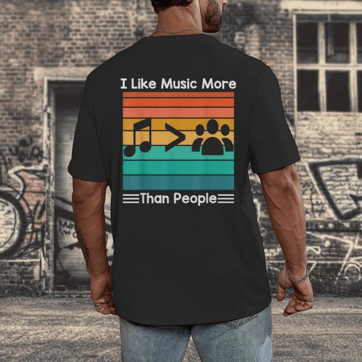 I Like Music More Than People Introvert Saying Quote Men's Back Print T-Shirt I Like Music More Than People Introvert Saying Quote Men's Back Print T-Shirt