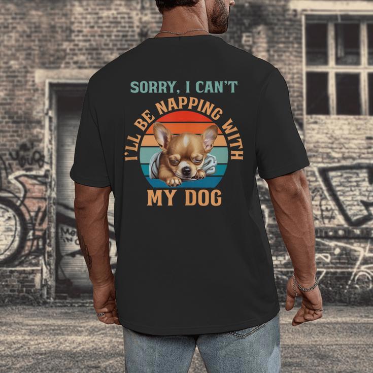 Napping Chihuahua Dog Breed Sleeping Pet Pup Introvert Men's Back Print T-Shirt