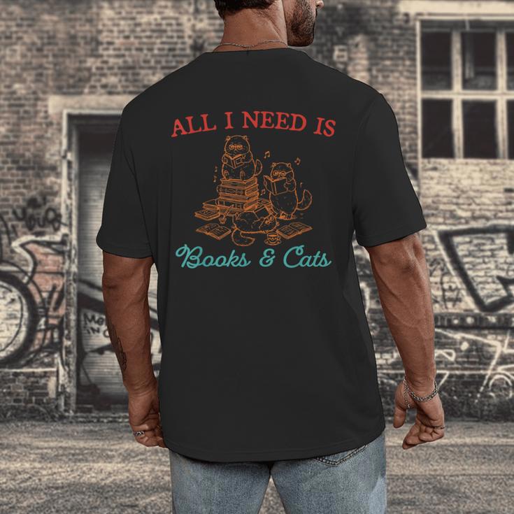 All I Need Is Books & Cats Cozy Men's Back Print T-Shirt All I Need Is Books & Cats Cozy Men's Back Print T-Shirt
