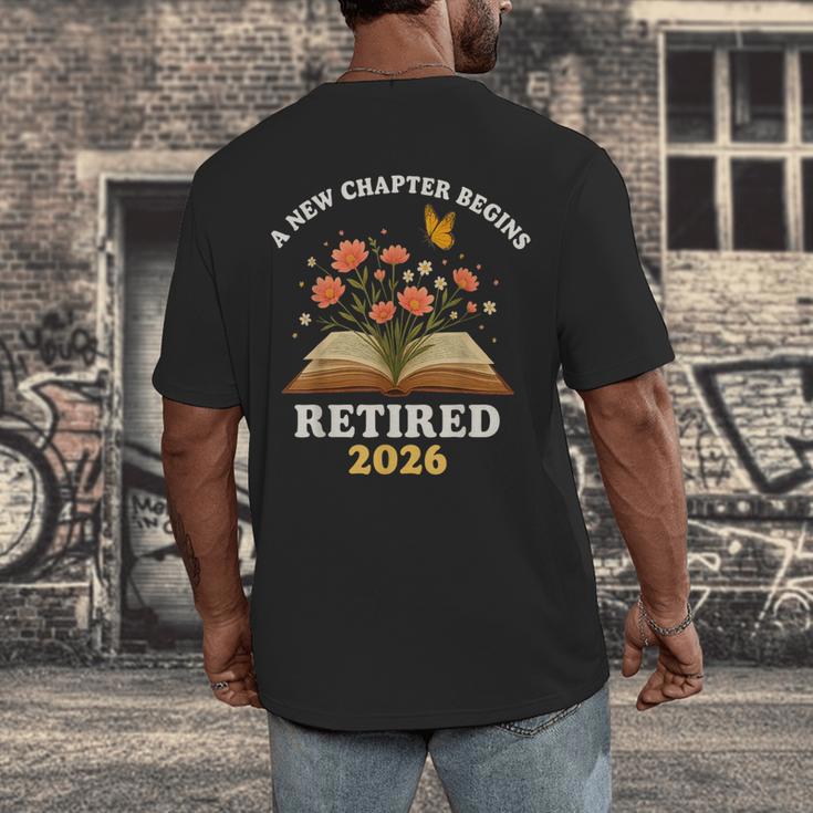A New Chapter Begins Retired 2026 Floral Book Butterfly Tee Men's Back Print T-Shirt