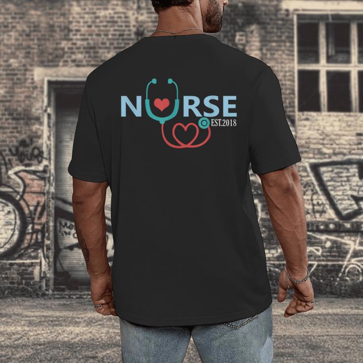 New Nurse Est 2018 T-Shirt Nursing School Graduation Men's Back Print T-Shirt