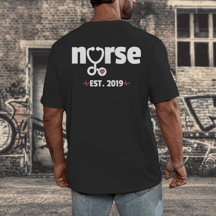New Nurse Est 2019 Nursing School Graduation Men's Back Print T-Shirt