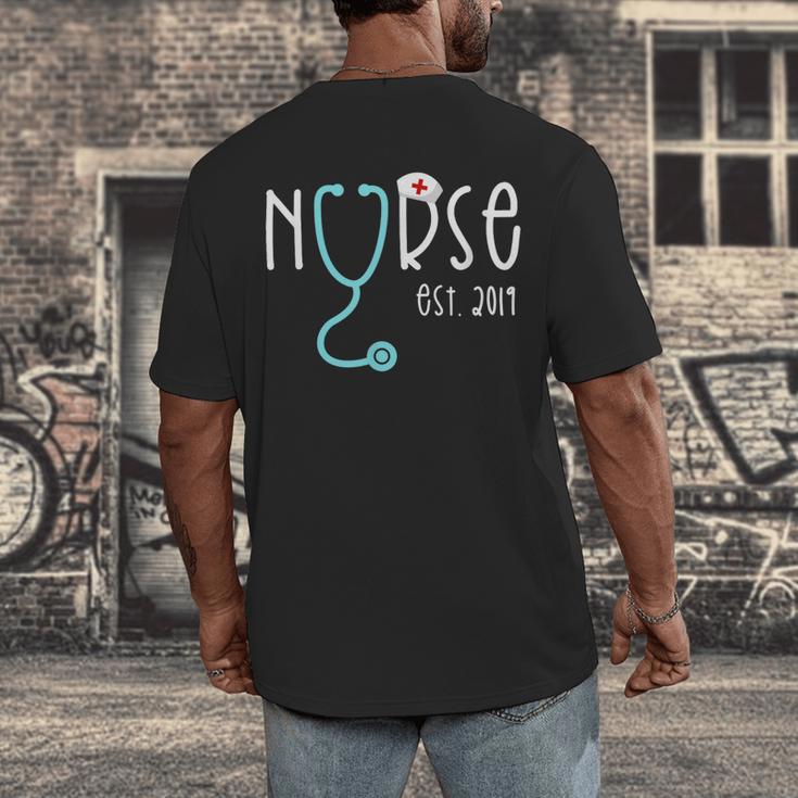 New Nurse Est 2019Shirt Graduation RN Women Men's Back Print T-Shirt
