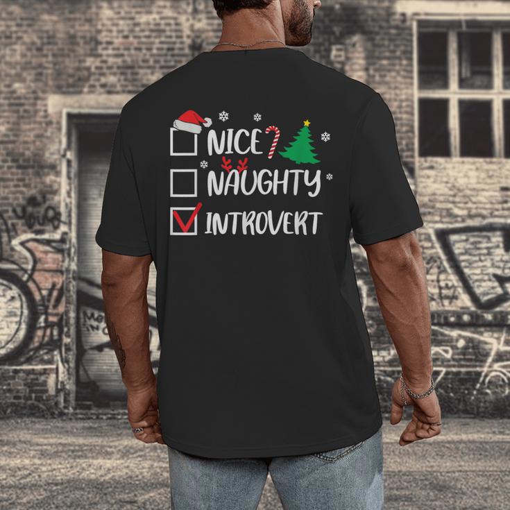 Nice Naughty Introvert Christmas List Santa Men's Back Print T-Shirt Nice Naughty Introvert Christmas List Santa Men's Back Print T-Shirt