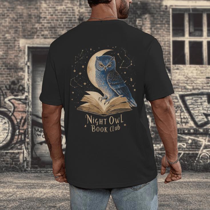 Night Owl Book Club Crescent Moon Late Night Reading Men's Back Print T-Shirt