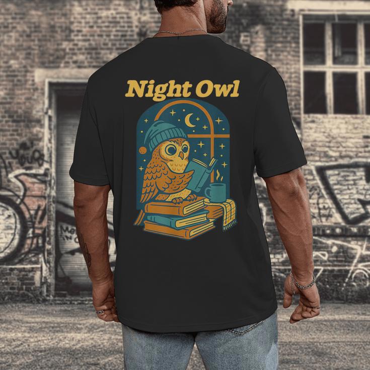 Night Owl Cozy Reading Tea Coffee Lover Bookworm Cute Men's Back Print T-Shirt