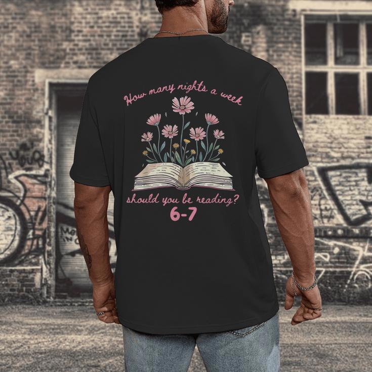 How Many Nights Reading 67 Meme Floral Book Lover Teacher Men's Back Print T-Shirt How Many Nights Reading 67 Meme Floral Book Lover Teacher Men's Back Print T-Shirt