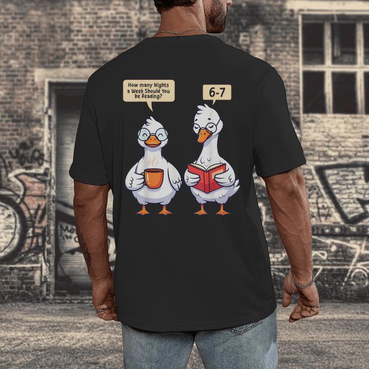 How Many Nights Reading Goose Book Lover Reader Men's Back Print T-Shirt