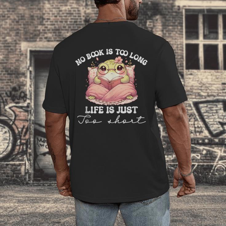 No Book Is Too Long Life Is Just Too Short Book Reading Book Men's Back Print T-Shirt No Book Is Too Long Life Is Just Too Short Book Reading Book Men's Back Print T-Shirt