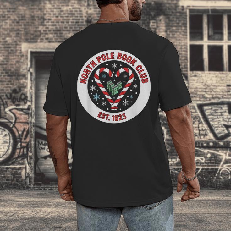 North Pole Book Club Shirt Candy Cane Christmas Men's Back Print T-Shirt