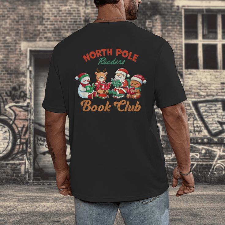 North Pole Readers Book Club Reading Book Christmas Men's Back Print T-Shirt North Pole Readers Book Club Reading Book Christmas Men's Back Print T-Shirt