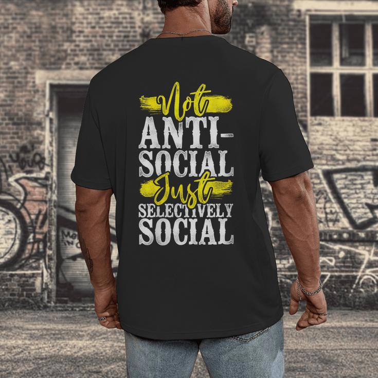 Not Anti Social Just Selectively Social Introvert Men's Back Print T-Shirt