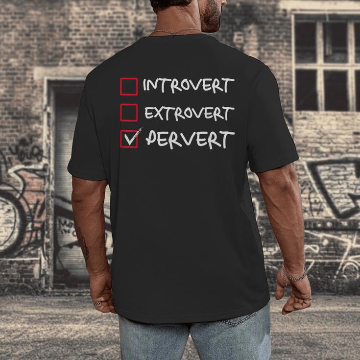 Not Introvert Not Extrovert Pervert Visual Joke Ambivert Men's Back Print T-Shirt Not Introvert Not Extrovert Pervert Visual Joke Ambivert Men's Back Print T-Shirt