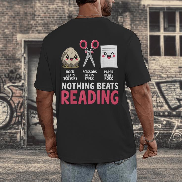 Nothing Beats Reading Rock Paper Scissors Book Lover Library Men's Back Print T-Shirt Nothing Beats Reading Rock Paper Scissors Book Lover Library Men's Back Print T-Shirt