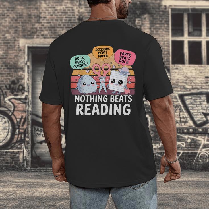 Nothing Beats Reading Rock Paper Scissors Books Lover Men's Back Print T-Shirt Nothing Beats Reading Rock Paper Scissors Books Lover Men's Back Print T-Shirt